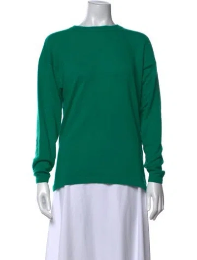 Pre-owned Neiman Marcus Cashmere Crew Neck Sweater In Green