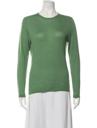 Pre-owned Neiman Marcus Cashmere Crew Neck Sweater In Green