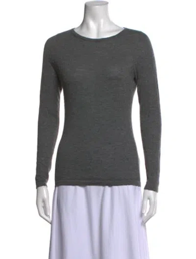 Pre-owned Neiman Marcus Cashmere Crew Neck Sweater In Grey