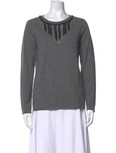 Pre-owned Neiman Marcus Cashmere Crew Neck Sweater In Grey