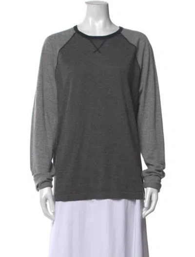 Pre-owned Neiman Marcus Cashmere Crew Neck Sweater In Grey