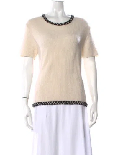 Pre-owned Neiman Marcus Cashmere Crew Neck Sweater In Neutrals