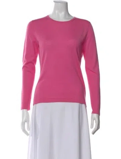 Pre-owned Neiman Marcus Cashmere Crew Neck Sweater In Pink