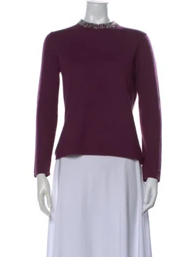 Pre-owned Neiman Marcus Cashmere Crew Neck Sweater In Purple