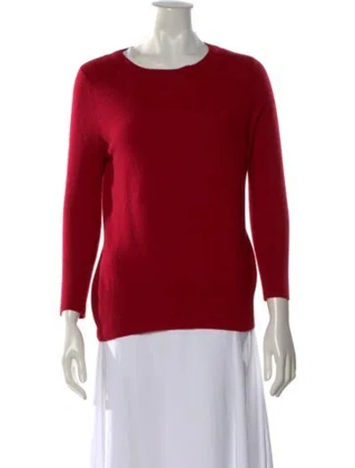 Pre-owned Neiman Marcus Cashmere Crew Neck Sweater In Red