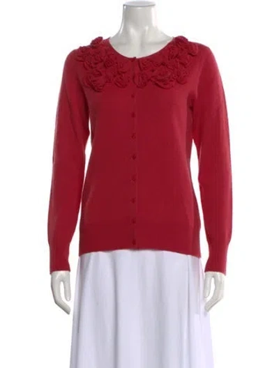 Pre-owned Neiman Marcus Cashmere Crew Neck Sweater In Red