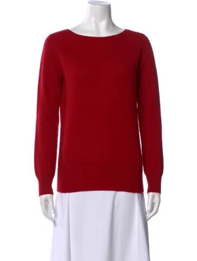 Pre-owned Neiman Marcus Cashmere Crew Neck Sweater In Red