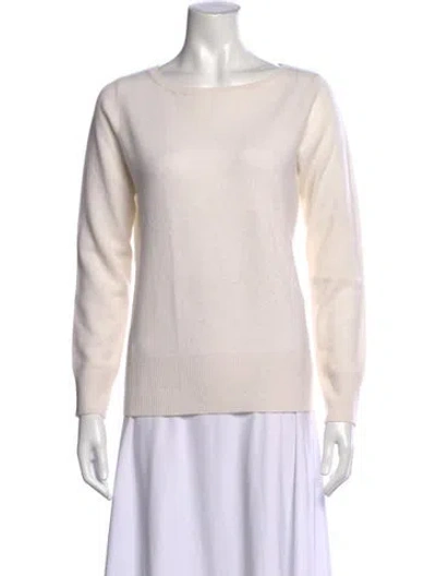 Pre-owned Neiman Marcus Cashmere Crew Neck Sweater In White