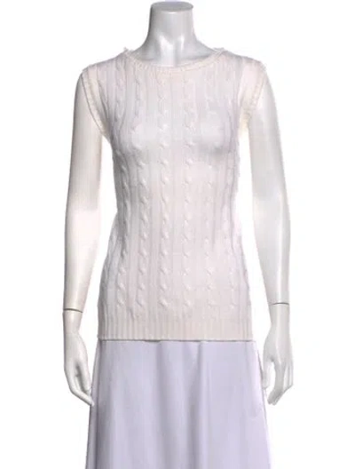 Pre-owned Neiman Marcus Cashmere Crew Neck Sweater In White