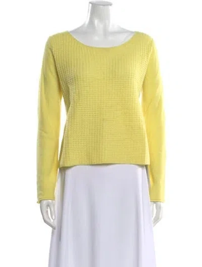 Pre-owned Neiman Marcus Cashmere Crew Neck Sweater In Yellow