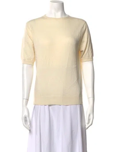 Pre-owned Neiman Marcus Cashmere Crew Neck Sweater In Yellow