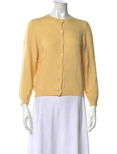 Pre-owned Neiman Marcus Cashmere Crew Neck Sweater In Yellow