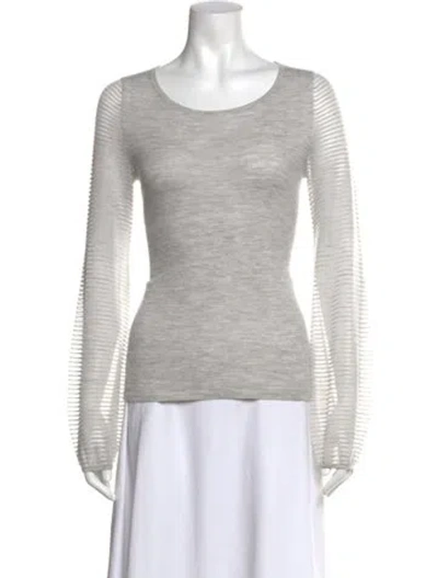 Pre-owned Neiman Marcus Cashmere Crew Neck Top In Grey