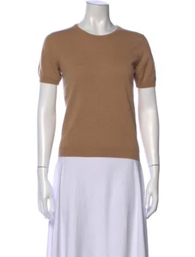 Pre-owned Neiman Marcus Cashmere Crew Neck T-shirt In Brown