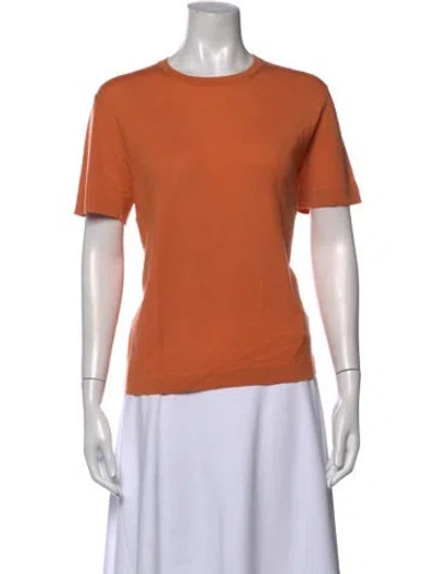 Pre-owned Neiman Marcus Cashmere Crew Neck T-shirt In Orange
