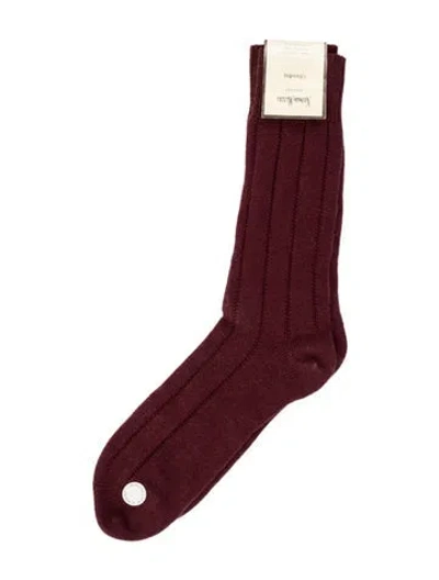 Pre-owned Neiman Marcus Cashmere Crew Socks In Burgundy