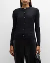 Neiman Marcus Cashmere Crewneck Cardigan In Black