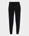 Neiman Marcus Cashmere Drawstring Jogger Pants In Black