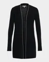 Neiman Marcus Cashmere Duster Cardigan With Chain Detail In Black