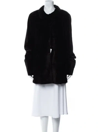 Pre-owned Neiman Marcus Cashmere Faux Fur Coat In Black