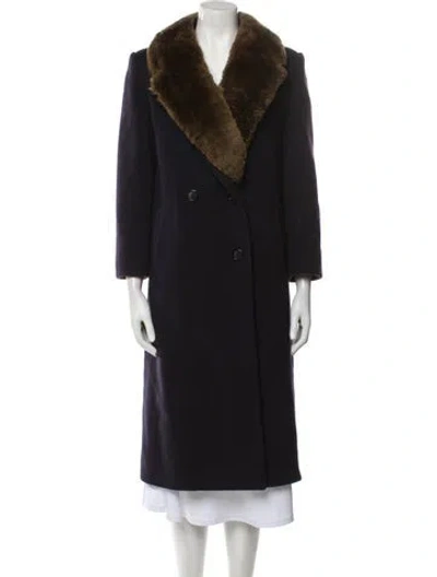 Pre-owned Neiman Marcus Cashmere Faux Fur Coat In Black
