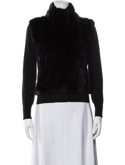 Pre-owned Neiman Marcus Cashmere Faux Fur Jacket In Black