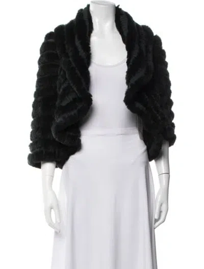 Pre-owned Neiman Marcus Cashmere Faux Fur Jacket In Black