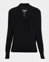 Neiman Marcus Cashmere Faux Wrap Sweater In Black