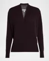 Neiman Marcus Cashmere Faux Wrap Sweater In Purple
