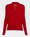 Neiman Marcus Cashmere Faux Wrap Sweater In Red