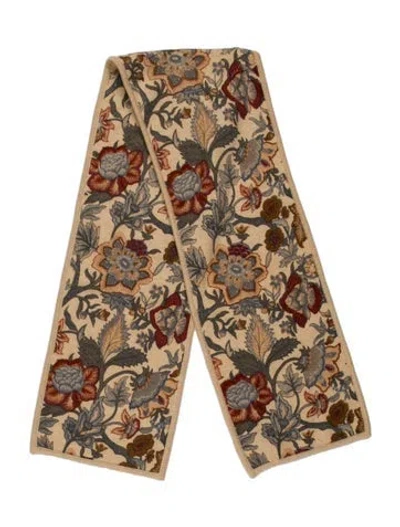 Pre-owned Neiman Marcus Cashmere Floral Print Scarf In Neutral