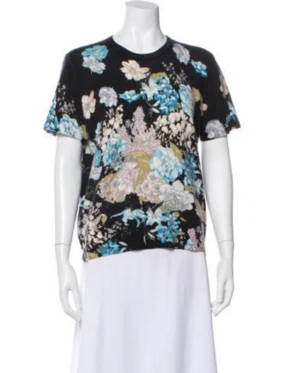 Pre-owned Neiman Marcus Cashmere Floral Print Sweater In White