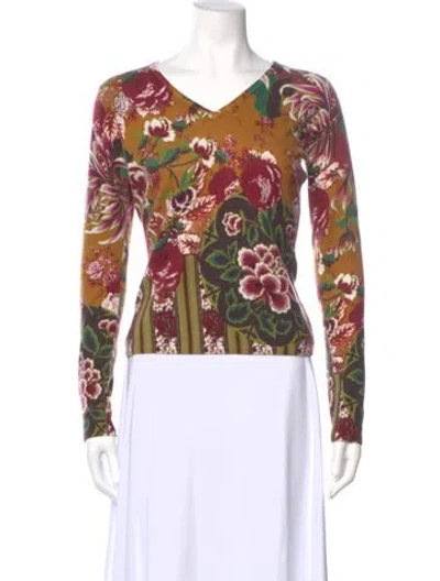 Pre-owned Neiman Marcus Cashmere Floral Print Top In Multi