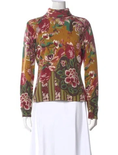 Pre-owned Neiman Marcus Cashmere Floral Print Top In Multi