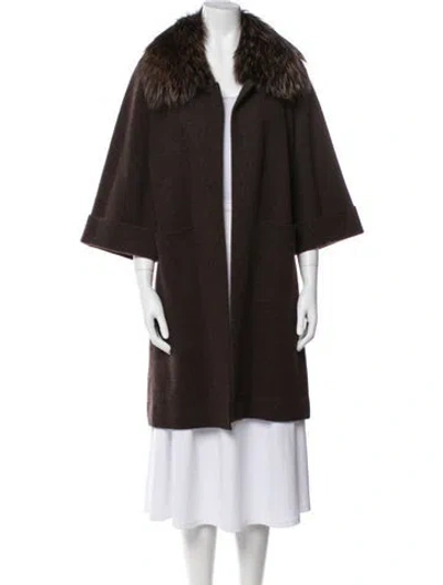 Pre-owned Neiman Marcus Cashmere Fur Jacket In Brown