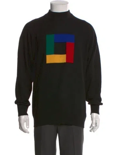 Pre-owned Neiman Marcus Cashmere Graphic Print Pullover In Black