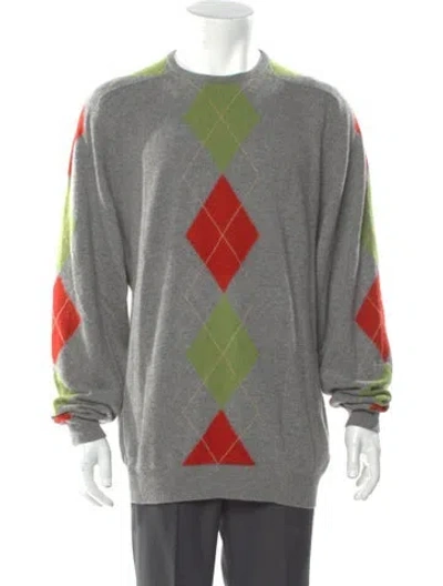 Pre-owned Neiman Marcus Cashmere Graphic Print Pullover In Gray