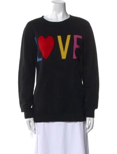 Pre-owned Neiman Marcus Cashmere Graphic Print Sweater In Black