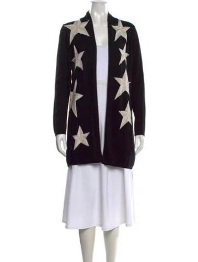 Pre-owned Neiman Marcus Cashmere Graphic Print Sweater In Black