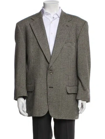 Pre-owned Neiman Marcus Cashmere Houndstooth Print Blazer In Multi