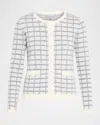 Neiman Marcus Cashmere Jacquard Grid Jacket In Multi