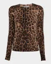 Neiman Marcus Cashmere Jaguar-print Cardigan In Multi