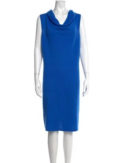 Pre-owned Neiman Marcus Cashmere Knee-length Dress In Blue
