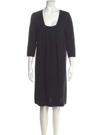 Pre-owned Neiman Marcus Cashmere Knee-length Dress In Gray