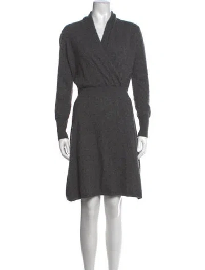 Pre-owned Neiman Marcus Cashmere Knee-length Dress In Grey
