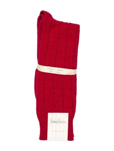Pre-owned Neiman Marcus Cashmere Knit Socks In Red