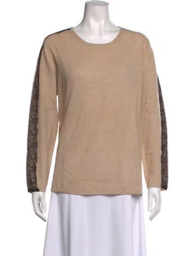 Pre-owned Neiman Marcus Cashmere Lace Pattern Sweater In Neutrals