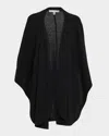 Neiman Marcus Cashmere Melange-knit Cape In Black