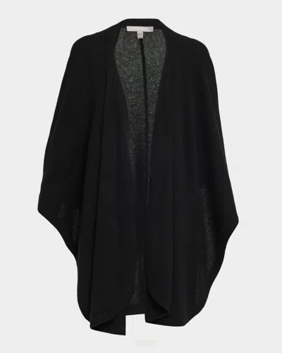 Neiman Marcus Cashmere Melange-knit Cape In Black