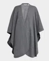 Neiman Marcus Cashmere Melange-knit Cape In Gray